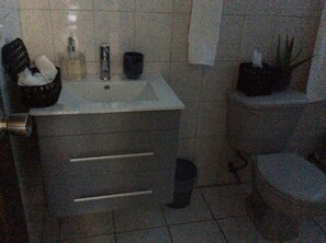 Douche, sèche-cheveux, bidet, serviettes fournies