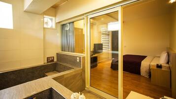 Double Room (C105) | Bathroom | Separate tub and shower, spring water tub, free toiletries, hair dryer