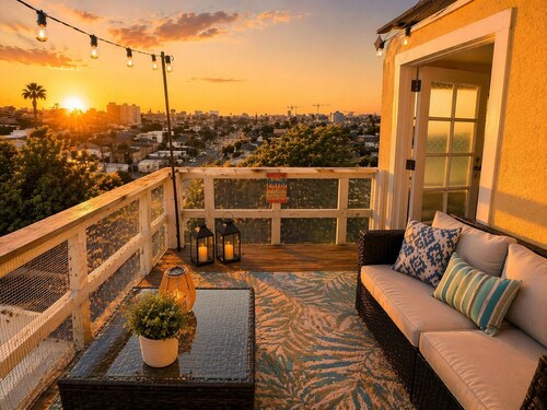 CasaViva Sky · Spacious 3BR w/ City Views, Firepit, Backyard — Walk to Dining