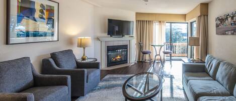 TV, lareira, escritórios