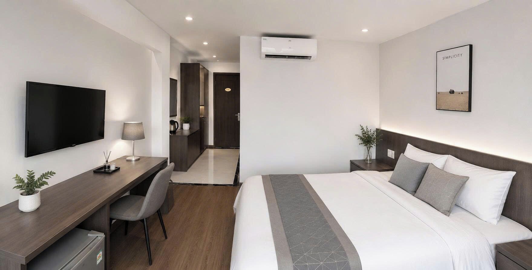 Habitación doble | Minibar, escritorio y espacio para trabajar con laptop 