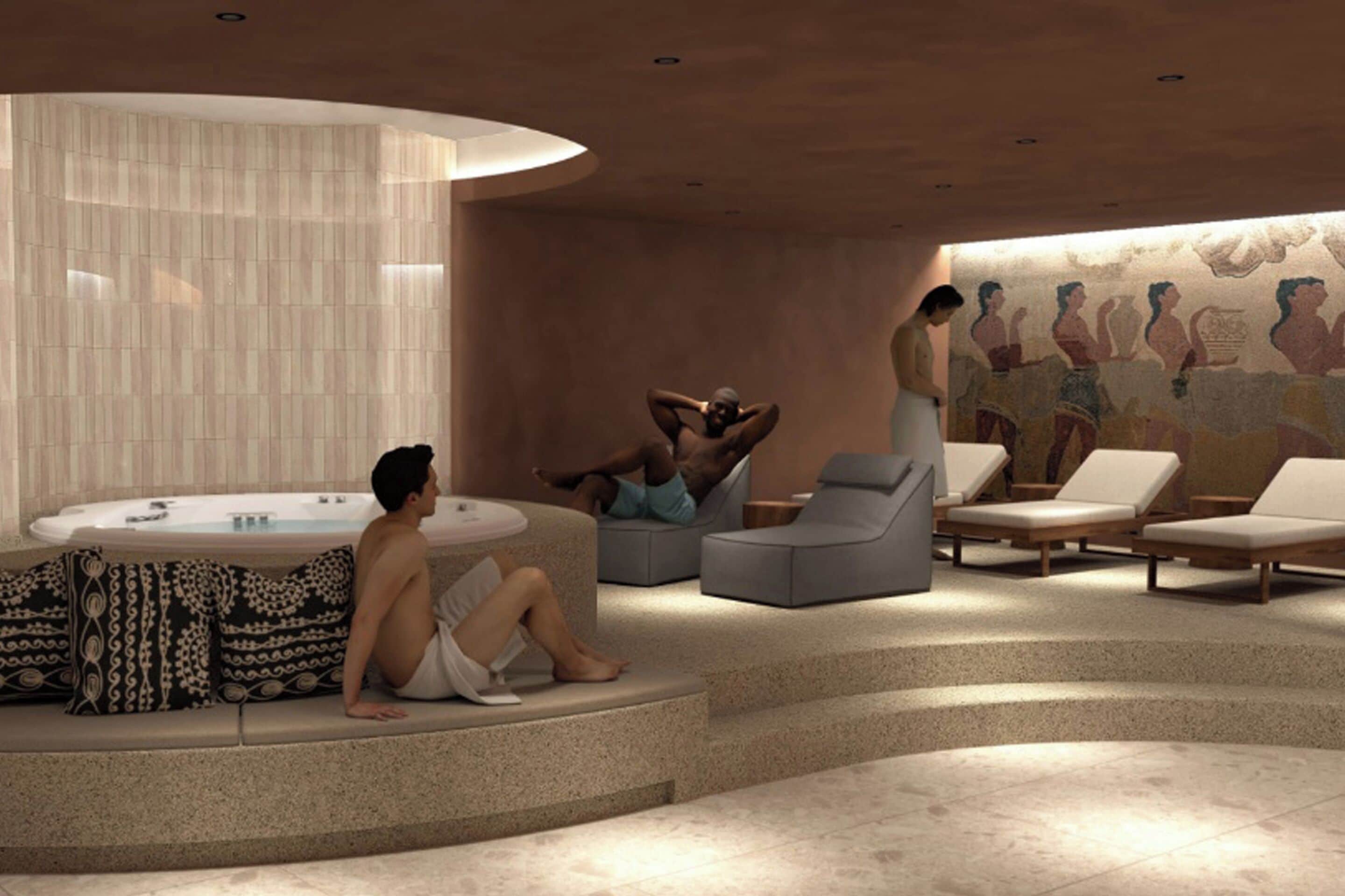 Sauna, hot tub, body treatments, mud baths, hydrotherapy, aromatherapy