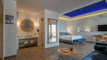 Junior Studio Suite, Terrace, Partial Sea View | Premium bedding, memory foam beds, in-room safe, blackout drapes
