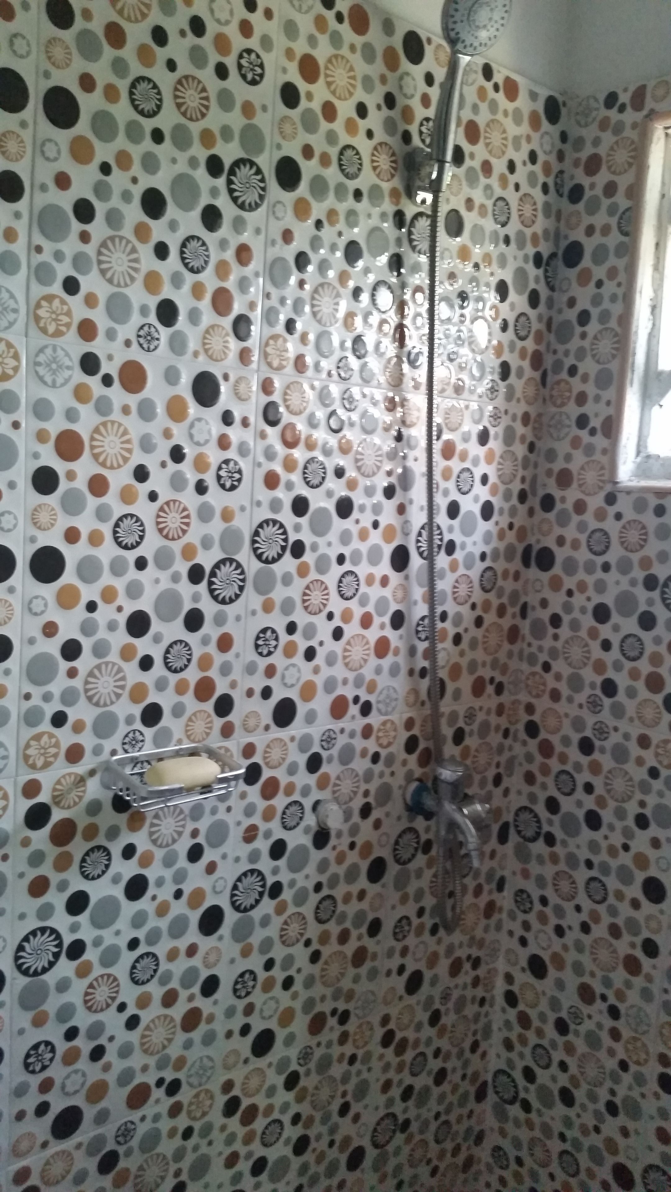 Habitación doble | Baño | Ducha, toallas, jabón y papel higiénico