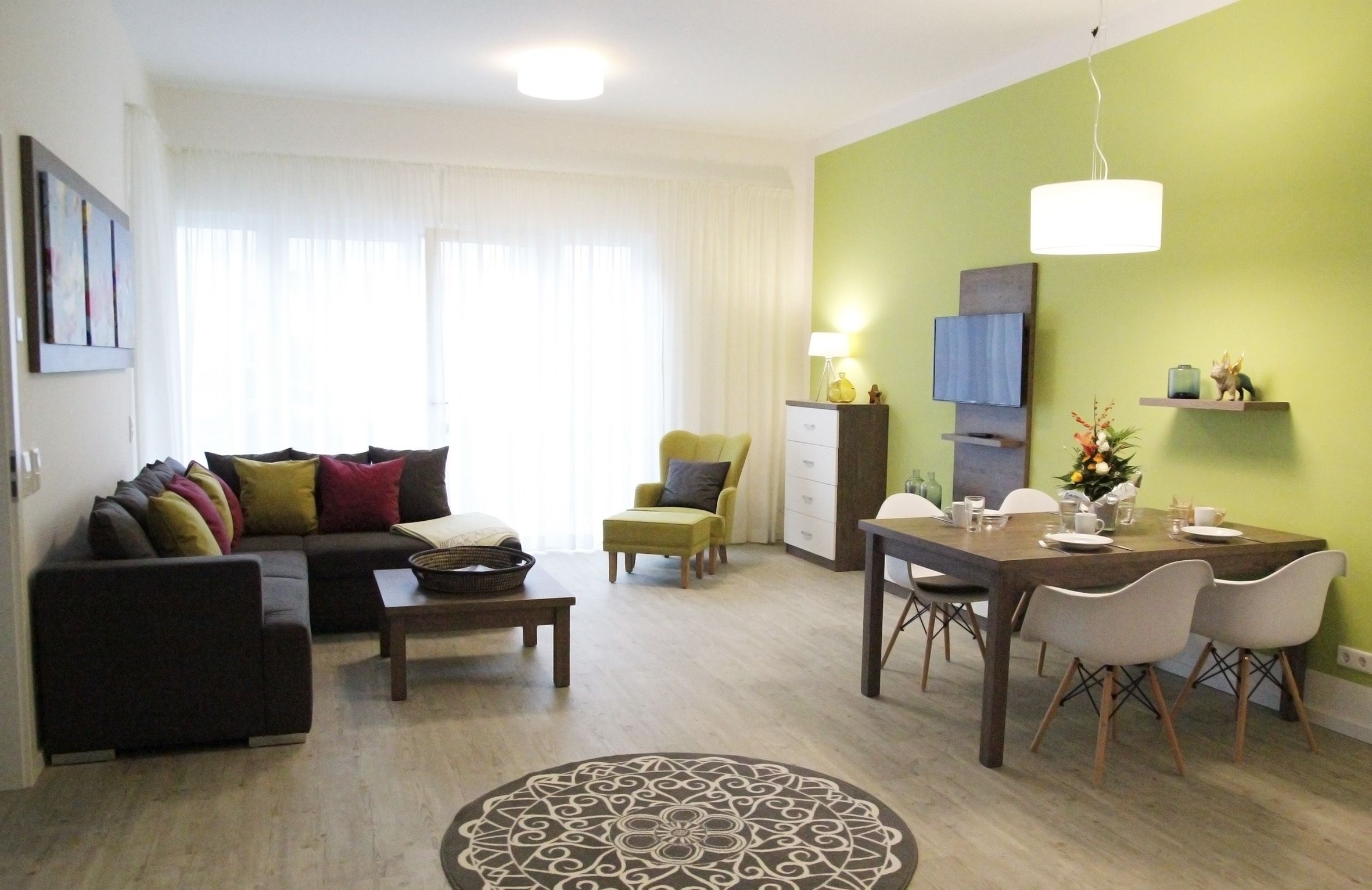 Premium Apartment | Living room | Flat-screen TV, heated floors