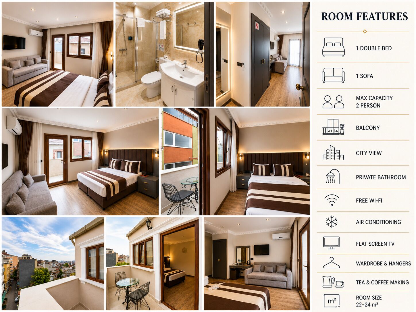 Double Room with Balcony | 房內夾萬、手提電腦工作空間、遮光窗簾/窗簾、隔音