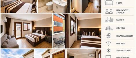 Double Room with Balcony | 房內夾萬、手提電腦工作空間、遮光窗簾/窗簾、隔音