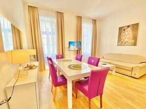 Family Apartment, 2 Bedrooms, Non Smoking, Kitchen | Living area | 42-inch flat-screen TV with cable channels, Smart TV, Netflix - Steiner Residences Vienna Taborstrasse (Vienna)