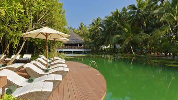 Outdoor pool, open 6:00 AM to 6:00 PM, sun loungers