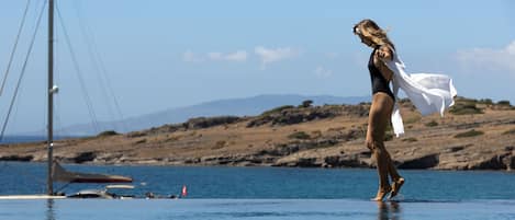 Seasonal outdoor pool, open 7:00 AM to 7:00 PM, pool umbrellas