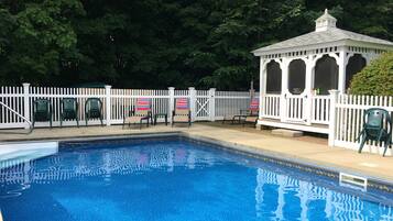 Seasonal outdoor pool, open 6:00 AM to 9:30 PM, sun loungers