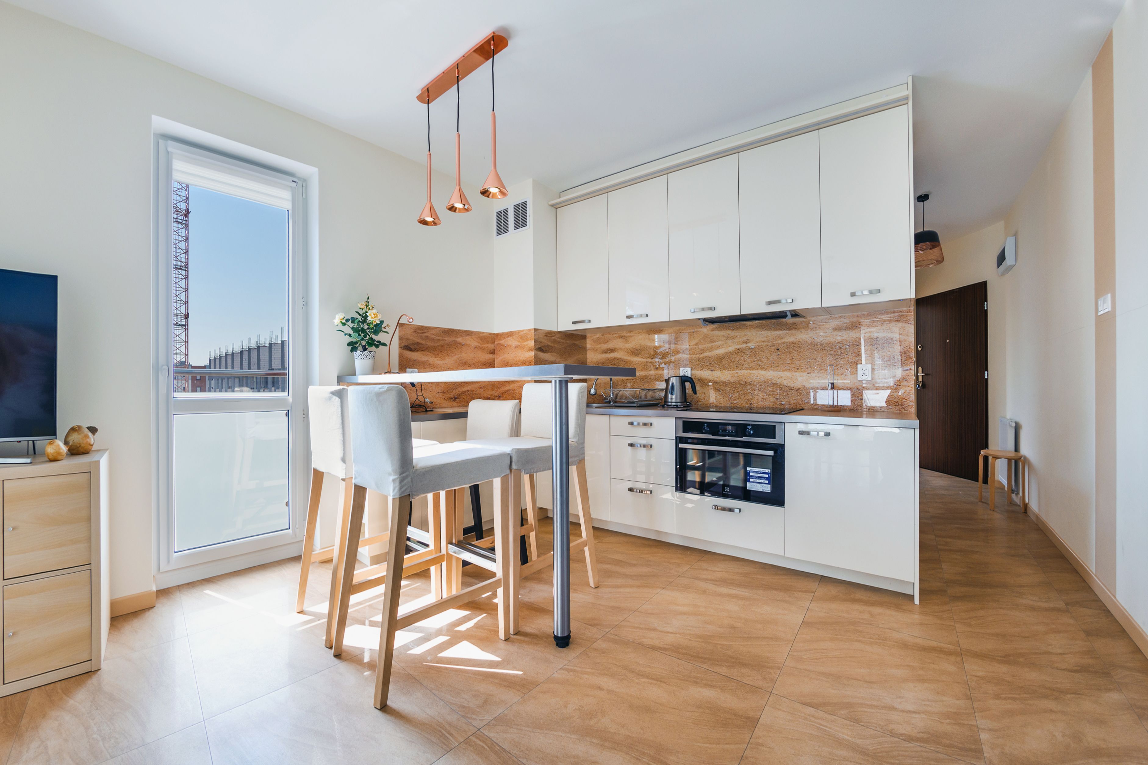 Apartment (Rybacka 10G/40) | Eigene Kochnische | Kühlschrank, Herdplatte, Wasserkocher, Kochgeschirr/Geschirr/Besteck