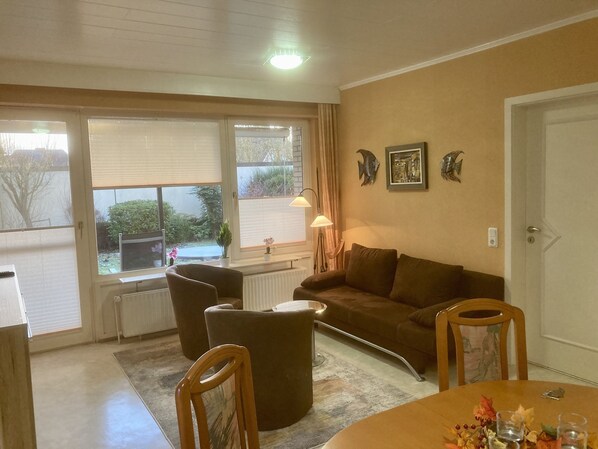 Smart TV, DVD player, books, stereo