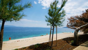 Beach nearby, sun loungers