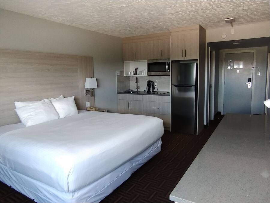 Room, 1 King Bed, Non Smoking (Efficiency) | Desk, laptop workspace, soundproofing, iron/ironing board