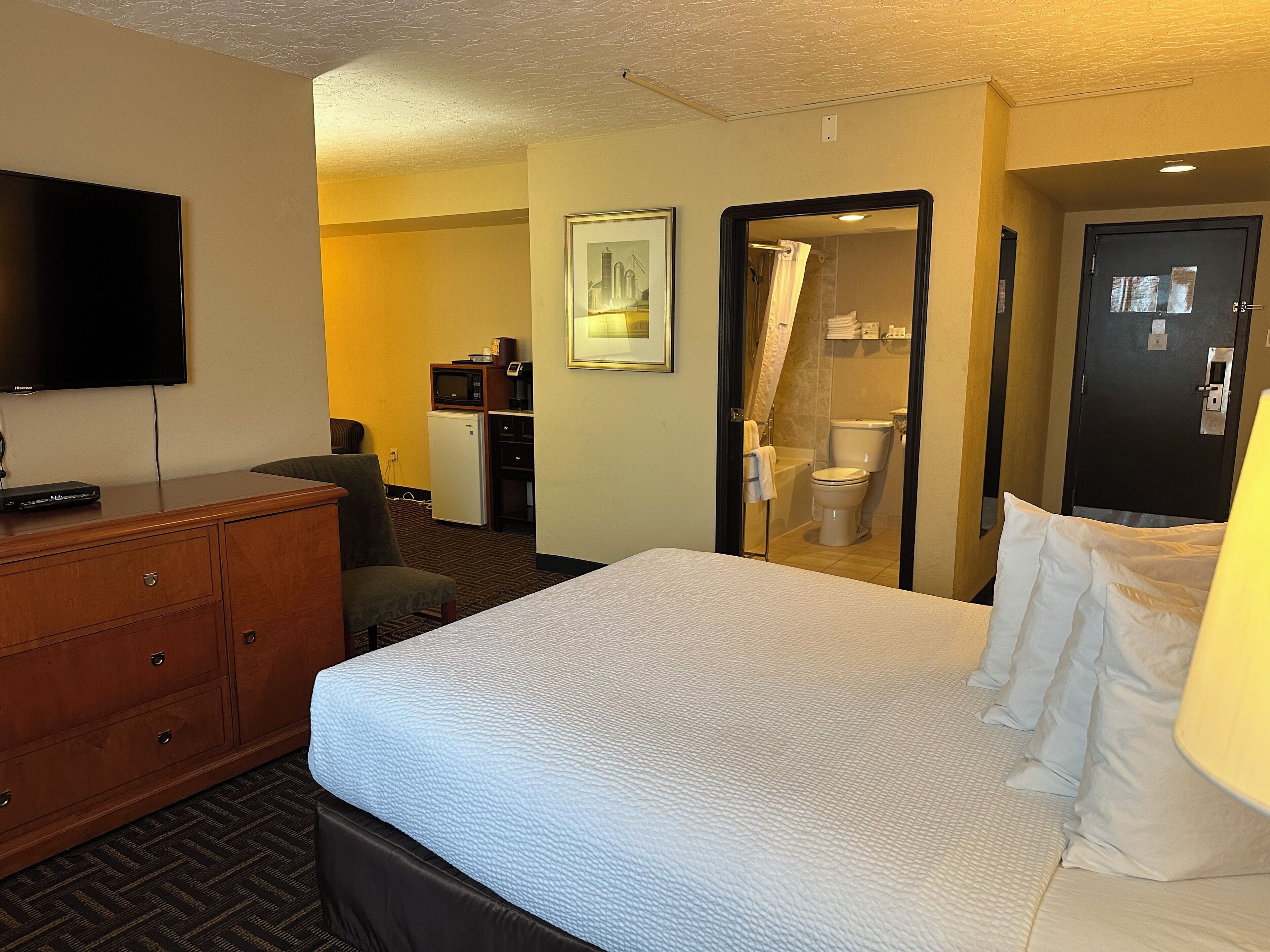 Studio Suite, 1 Queen Bed, Non Smoking | Desk, laptop workspace, soundproofing, iron/ironing board