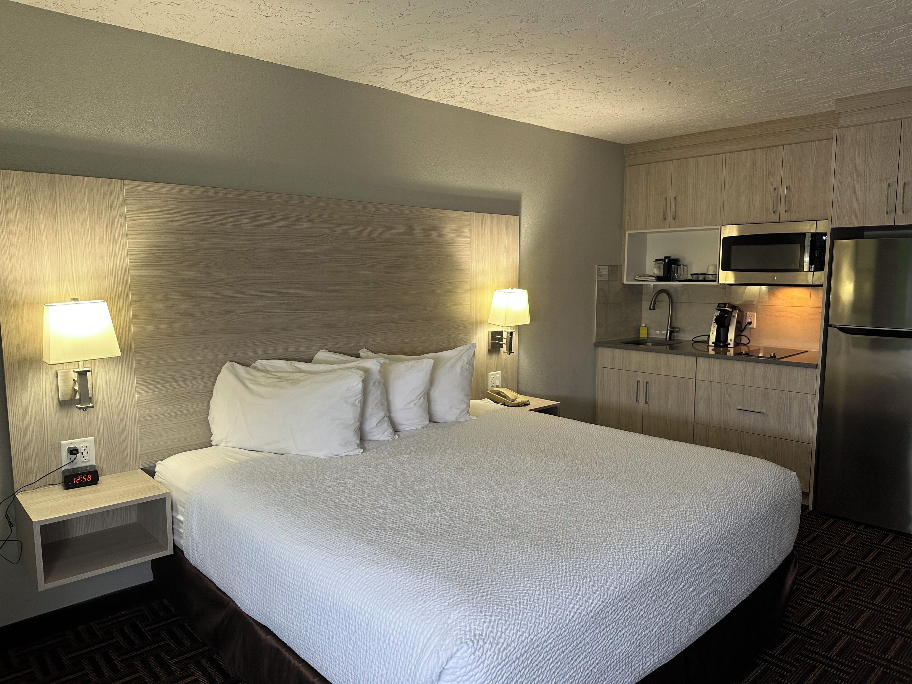 Room, 1 King Bed, Non Smoking (Efficiency) | Desk, laptop workspace, soundproofing, iron/ironing board