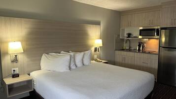 Room, 1 King Bed, Non Smoking (Efficiency) | Desk, laptop workspace, soundproofing, iron/ironing board