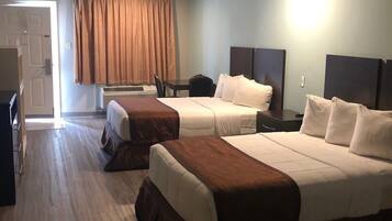 Desk, free WiFi, bed sheets