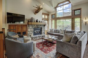 Townhome, 3 Bedrooms (Meadows) | Living area | 40-inch flat-screen TV with cable channels, TV, fireplace - Beaver Creek Village by Vail Resorts (Avon)