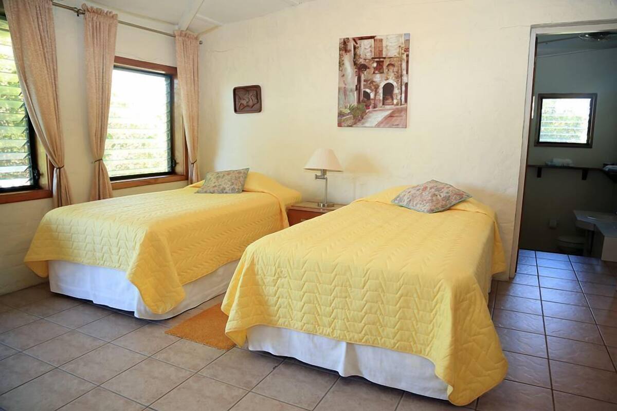 Habitación con 1 cama matrimonial o 2 individuales | Cortinas blackout y ropa de cama
