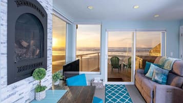 Télévision, cheminée, espaces bureaux