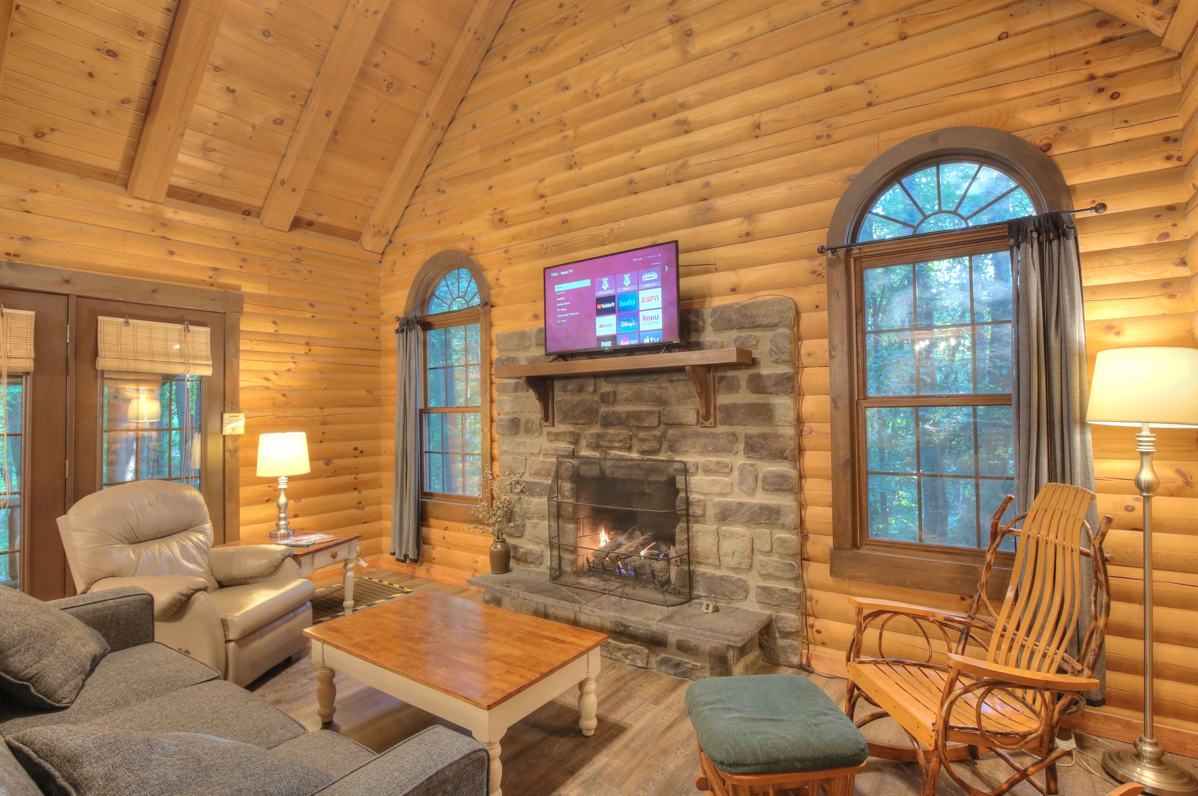 Apple Blossom Cabin | Living area | Fireplace