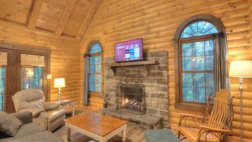 Apple Blossom Cabin | Living area | Fireplace