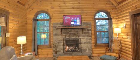 Apple Blossom Cabin | Living area | Fireplace