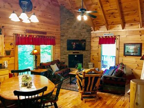 Smart TV, fireplace, video games