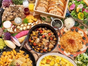 A variety of dishes including seafood, bread, and salads on a table. - La'gent Stay Hakodate Ekimae (Hakodate)