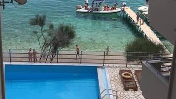 Outdoor pool, sun loungers