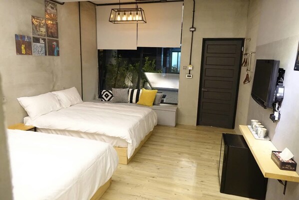 Blackout drapes, soundproofing, rollaway beds, free WiFi