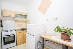 Huoneisto, 1 parisänky | Yksityinen keittiö | Jääkaappi, uuni, liesi, kahvin-/teenkeitin