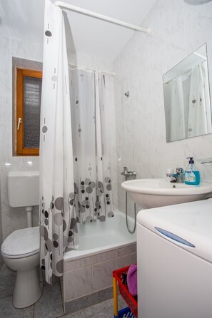 Apartment, 2 Double Beds | Bathroom | Shower, deep-soaking bathtub - Apartments Slađo / Two Bedrooms A1 (Rab)