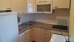 Apartment, Multiple Beds | Private kitchen | Coffee/tea maker, fridge, microwave, oven