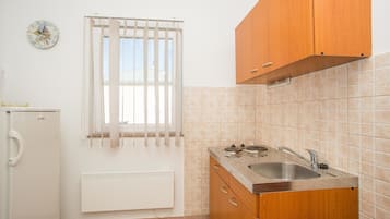 Appartement, plusieurs lits | Cuisine privée | Plaque de cuisson, batterie de cuisine, vaisselle et ustensiles