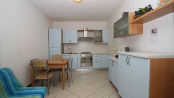 Apartment, 2 Bedrooms (70/A) | Private kitchenette | Full-sized fridge, oven, stovetop, cookware/dishes/utensils