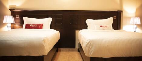 Individually decorated, individually furnished, desk, laptop workspace