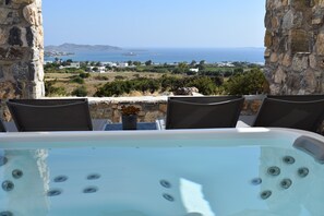 Luxury Villa, Multiple Bedrooms, Sea View (Angels Pearl) | Private spa tub - Angels Estate (Paros)