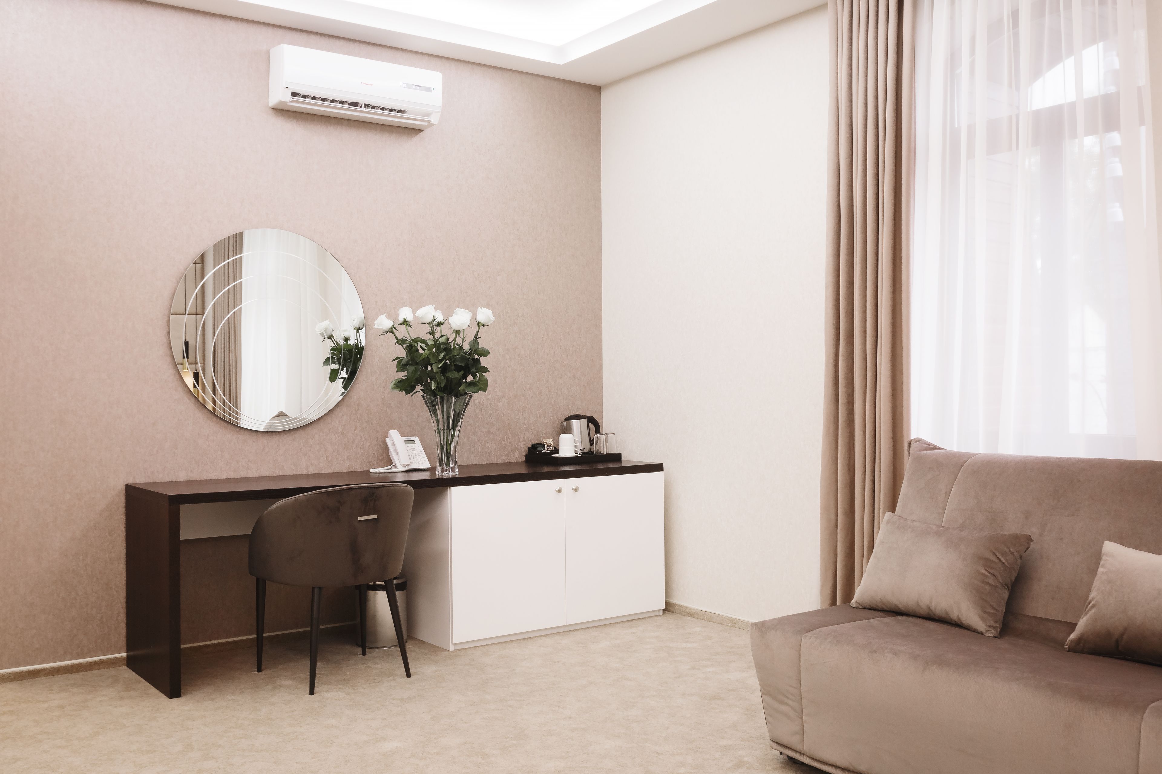 deluxe double room, 1 king bed with sofa bed | living area | 43-inch led tv with digital channels, tv, netflix