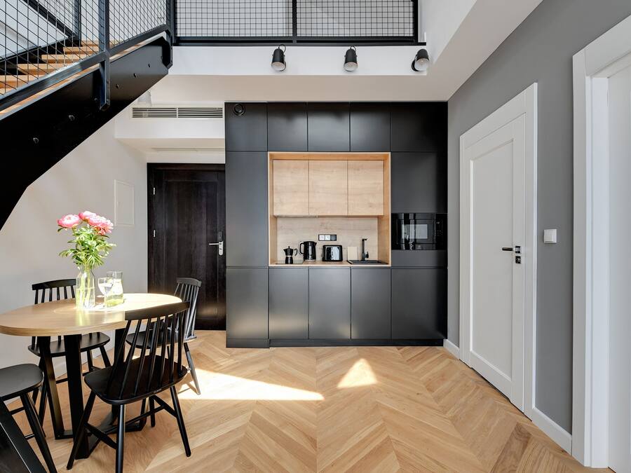 Superior-Apartment, 2 Schlafzimmer, Terrasse | Eigene Kochnische | Großer Kühlschrank, Mikrowelle, Herdplatte, Geschirrspüler