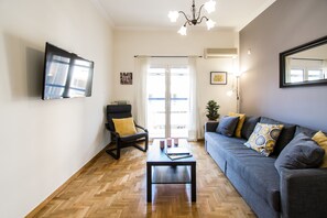 Apartment, 1 Bedroom | Living area | Flat-screen TV - The Blue Shades Apt-Heart of Athens (Athens)