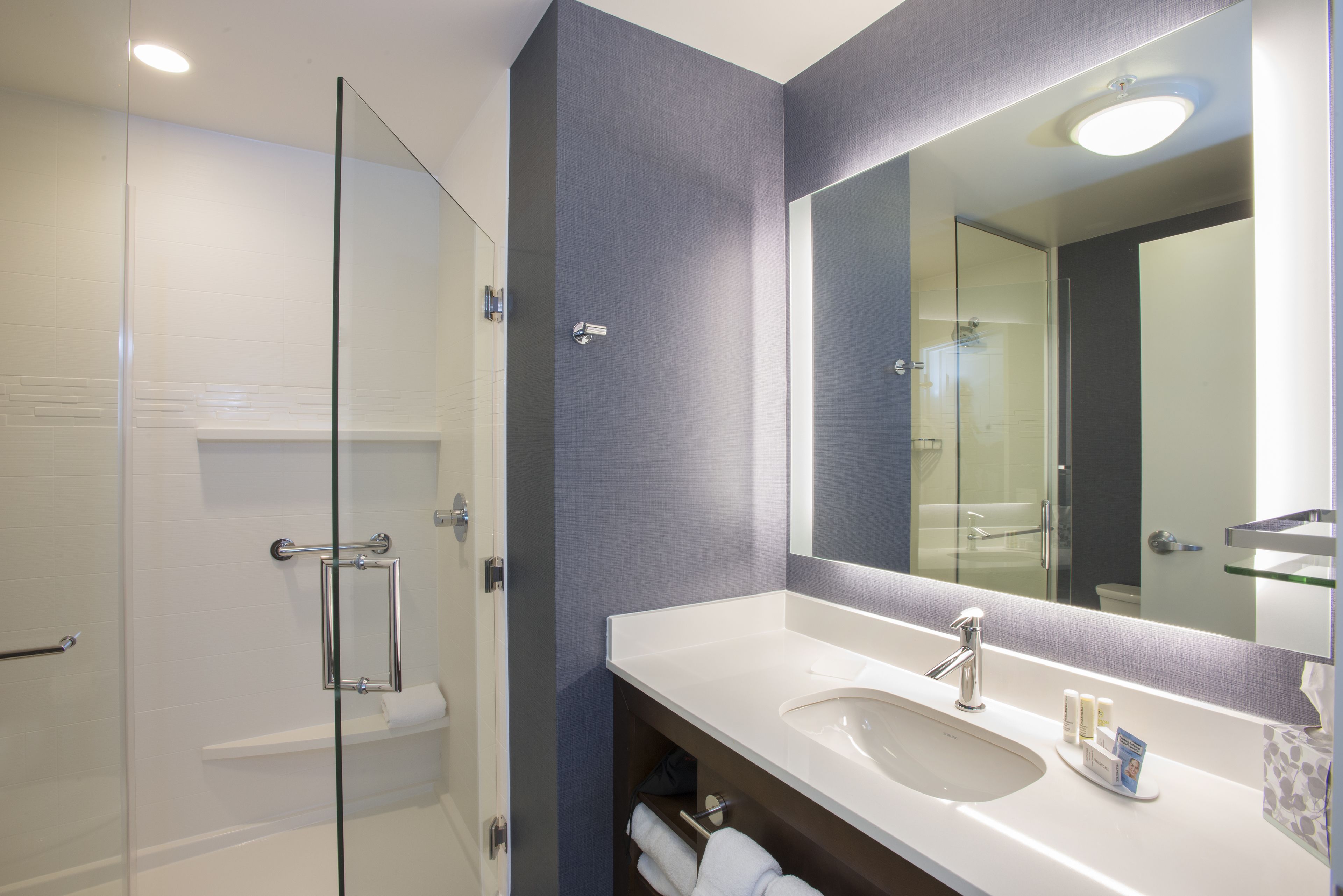 free toiletries, hair dryer, towels