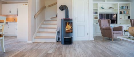TV, fireplace