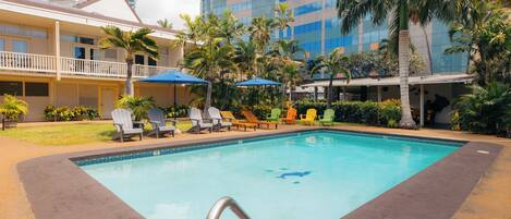 Chambre, vue piscine (1 King or 2 Doubles) | Vue de la chambre