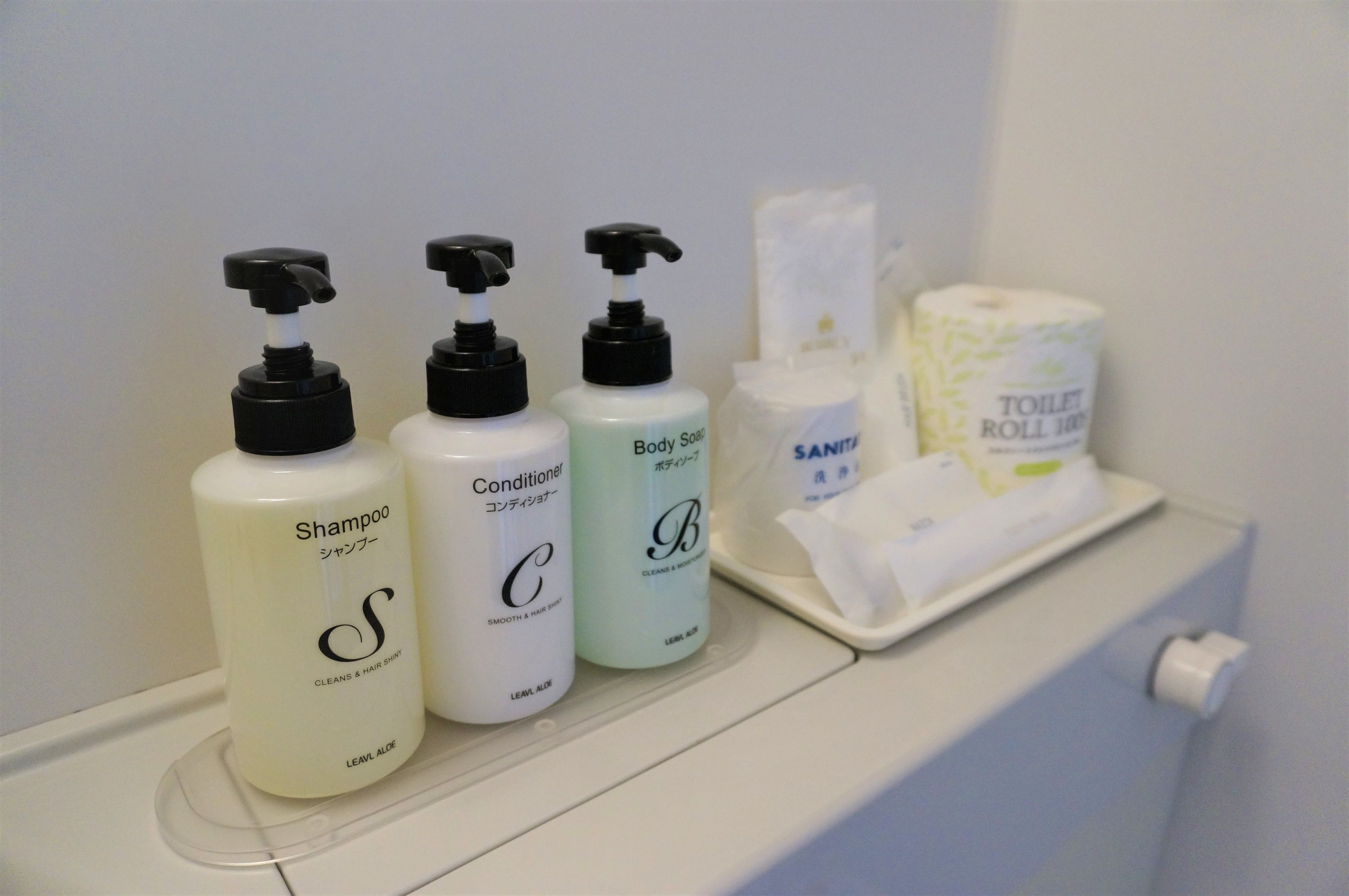 combined shower/bathtub, free toiletries, hair dryer, bathrobes