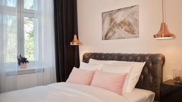 1 bedroom, premium bedding, down duvets, individually decorated