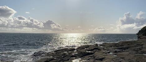 在海灘附近、躺椅