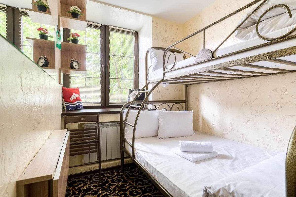 Desk, free WiFi, bed sheets